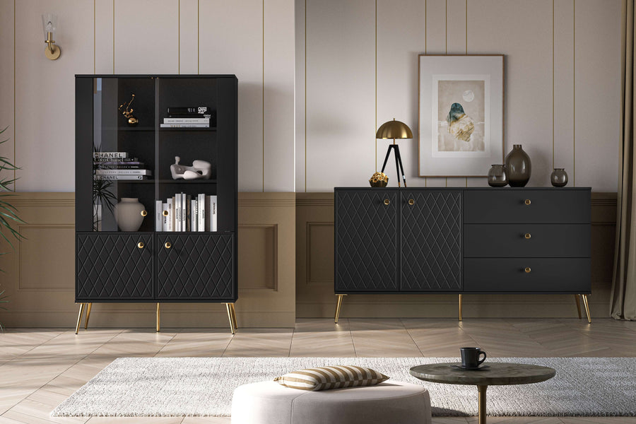 Vitrine – ELJOT 04 – Moderne Standvitrine mit Stauraum