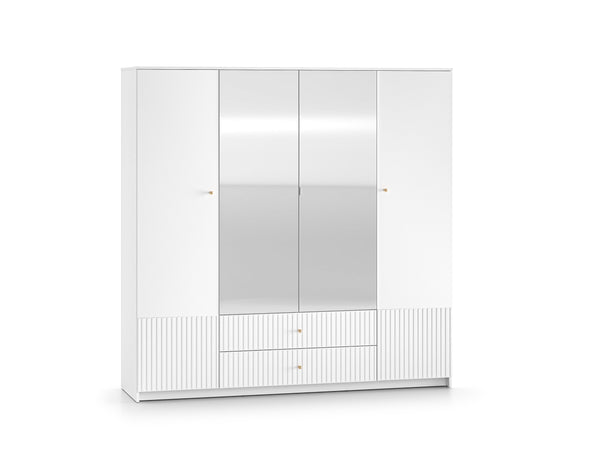 LUCY 01 Kleiderschrank – 200 cm – Moderner Drehtürenschrank mit Spiegel und Strukturfront