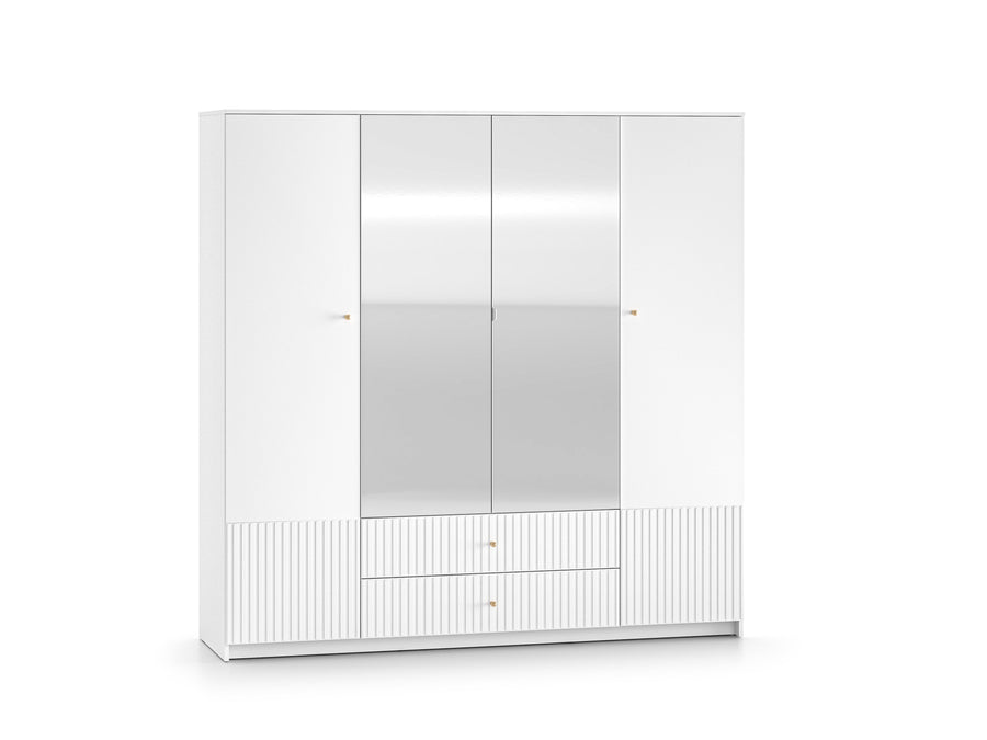 Kleiderschrank – LUCY 01 – Moderner Drehtürenschrank mit Spiegel und Strukturfront