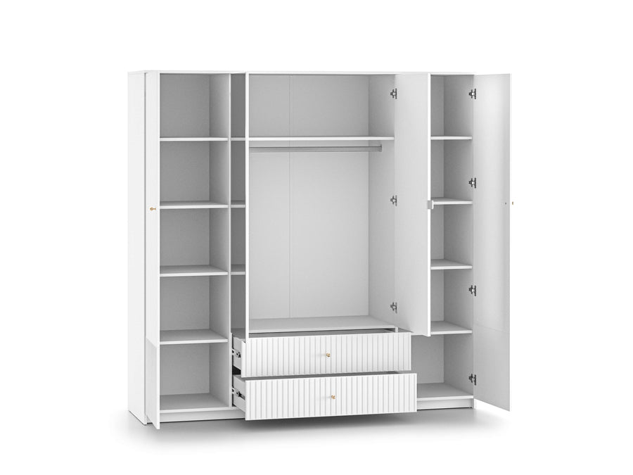 Kleiderschrank – LUCY 01 – Moderner Drehtürenschrank mit Spiegel und Strukturfront