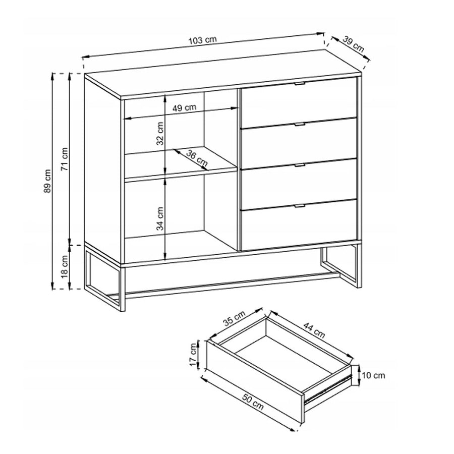Kommode – AMBER – moderne Kommode mit Holzoptik