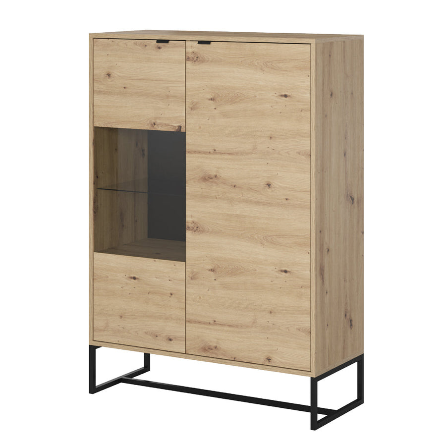 Vitrine – AMBER – moderne Standvitrine mit Holzoptik