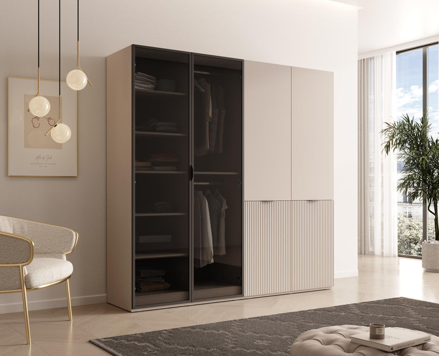 Kleiderschrank – Nordic – Schranksystem mit Glasfront und großzügigem Stauraum