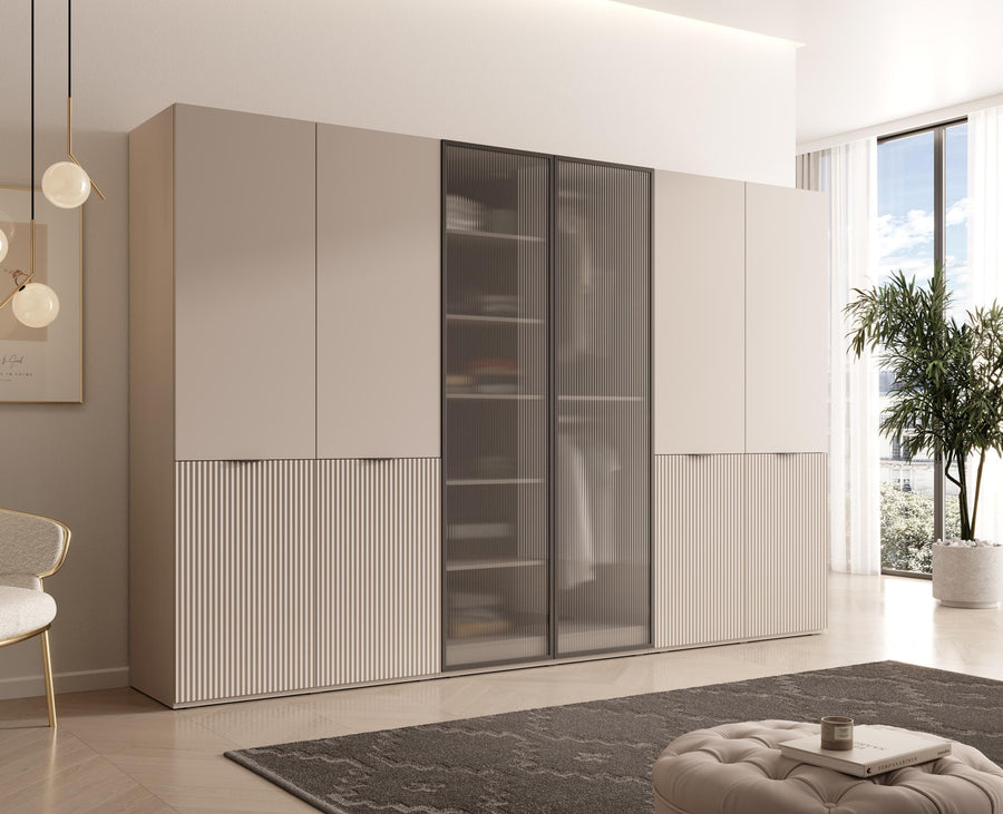 Kleiderschrank Set – 3 Teile – Nordic – Schranksystem mit Glasfront und großzügigem Stauraum
