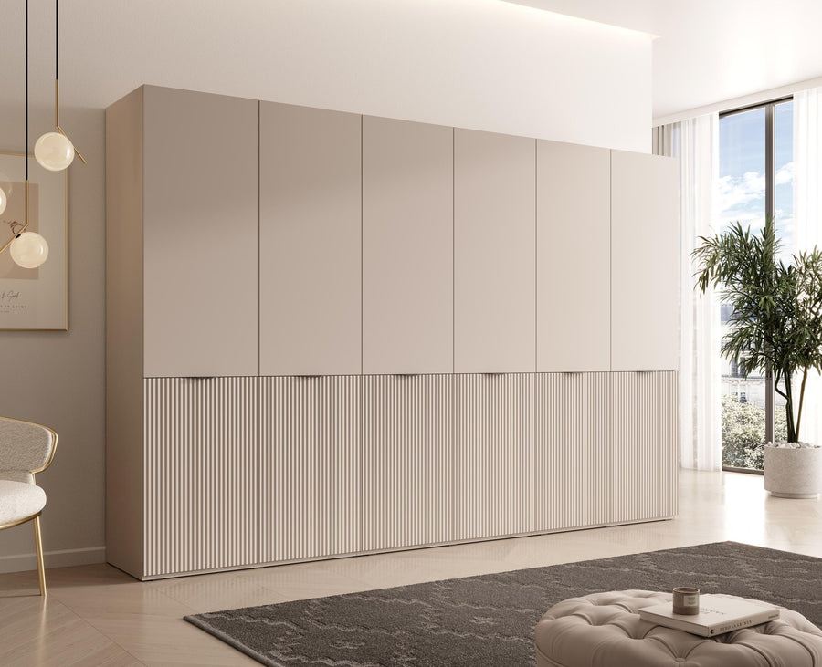 Kleiderschrank Set – 3 Teile – Nordic – 3-teiliges Schranksystem mit gefrästen Fronten und flexiblem Stauraum