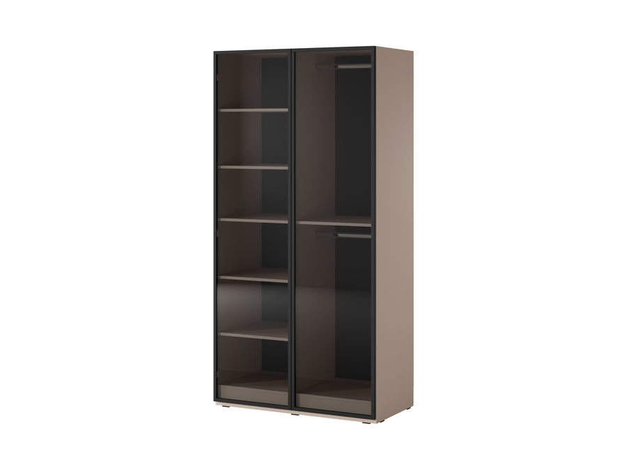 Kleiderschrank – Nordic – Moderner Drehtürenschrank mit Glaseinsätzen und flexiblem Stauraum