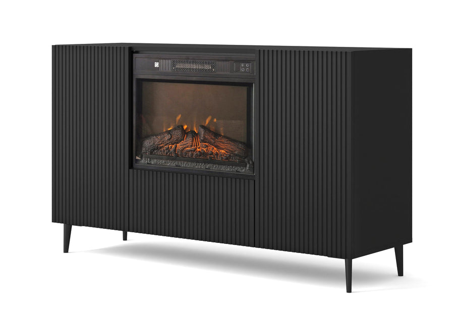 Kommode – RAVENNA B – 140 cm Sideboard mit integriertem Elektrokamin und Stauraum