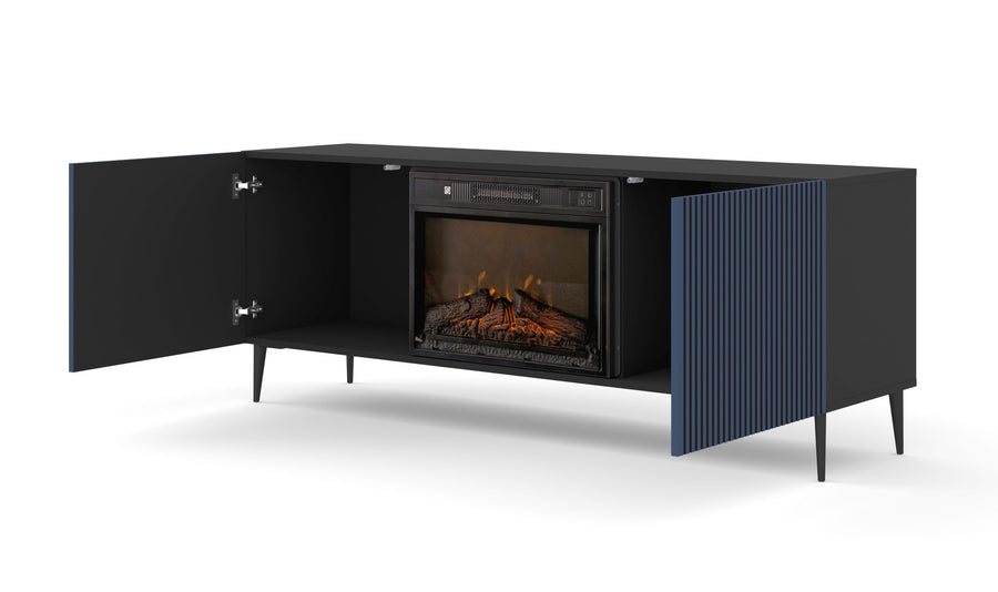 TV-Schrank – RAVENNA FBP – 170 cm Lowboard mit integriertem Elektrokamin und Push-to-Open System
