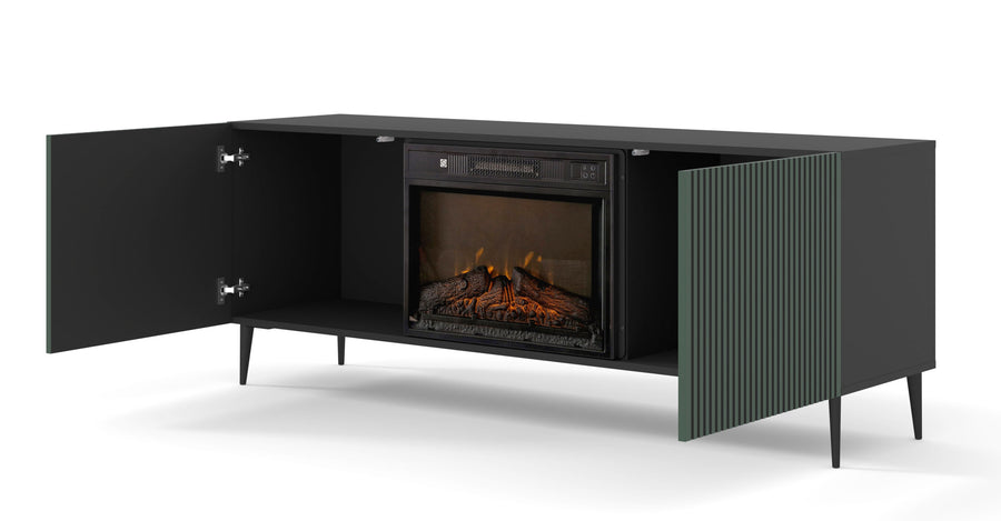 TV-Schrank – RAVENNA FBP – 170 cm Lowboard mit integriertem Elektrokamin und Push-to-Open System