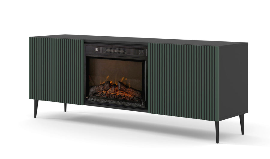 TV-Schrank – RAVENNA FBP – 170 cm Lowboard mit integriertem Elektrokamin und Push-to-Open System