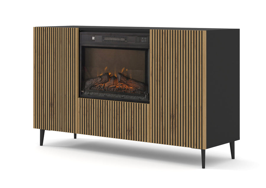 Kommode – RAVENNA B – 140 cm Sideboard mit integriertem Elektrokamin und Stauraum
