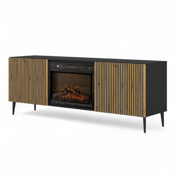 RAVENNA FBP TV-Schrank – 170 cm – Lowboard mit integriertem Elektrokamin und Push-to-Open System