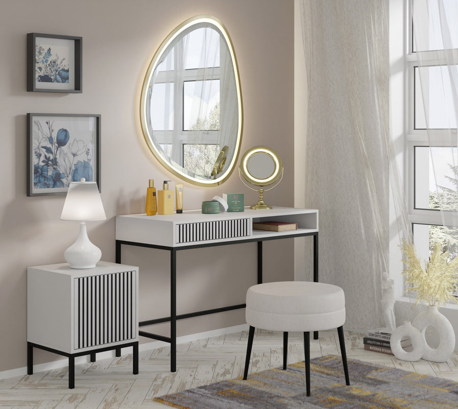 Kommode – RAVENNA F – 55 cm Moderner Beistellschrank mit gefräster MDF-Front