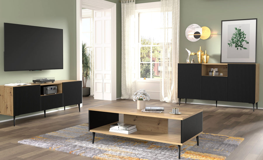 Couchtisch – RAVENNA PB – 90 cm Moderner Wohnzimmertisch mit Ablagefach