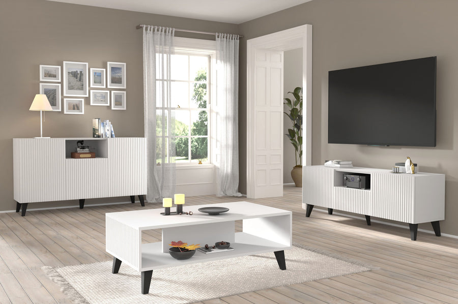 Couchtisch – RAVENNA PB – 90 cm Moderner Wohnzimmertisch mit Ablagefach