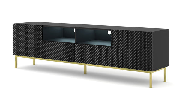 RAVENNA CK TV-Schrank – 200 cm – Modernes Lowboard mit Diamantfräsung und Metallrahmen