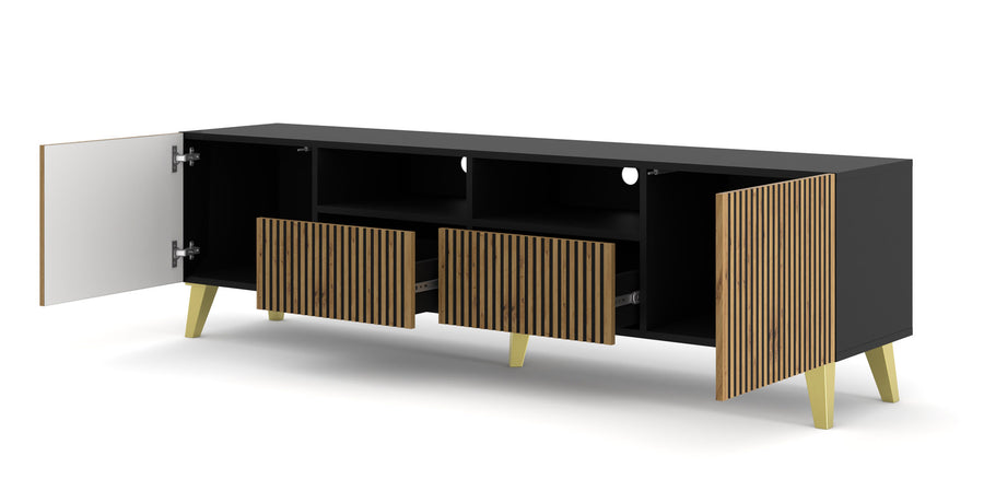 TV-Lowboard – RAVENNA F – 200 cm mit Schubladen und offenen Fächern