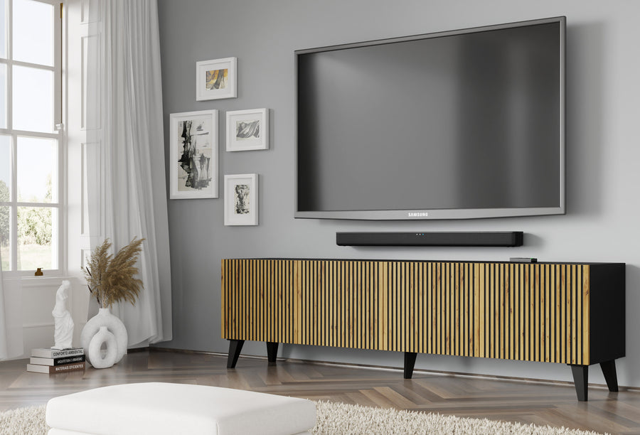 TV-Lowboard – RAVENNA F – 200 cm mit 4 Türen und Push-to-Open