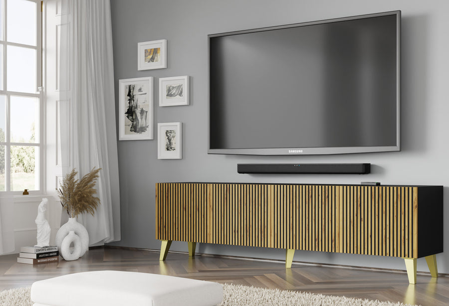 TV-Lowboard – RAVENNA F – 200 cm mit 4 Türen und Push-to-Open