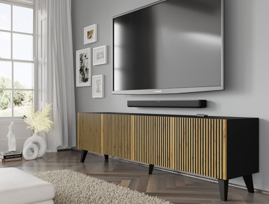 TV-Lowboard – RAVENNA F – 200 cm mit 4 Türen und Push-to-Open