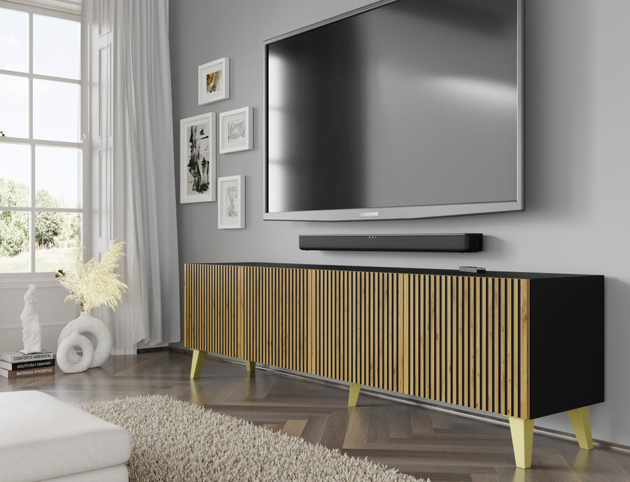 TV-Lowboard – RAVENNA F – 200 cm mit 4 Türen und Push-to-Open
