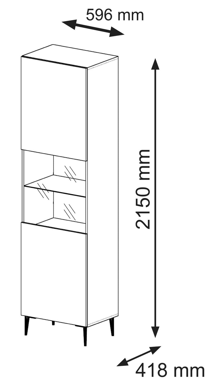 Vitrine – RAVENNA B – eleganter Glasschrank mit Stauraum