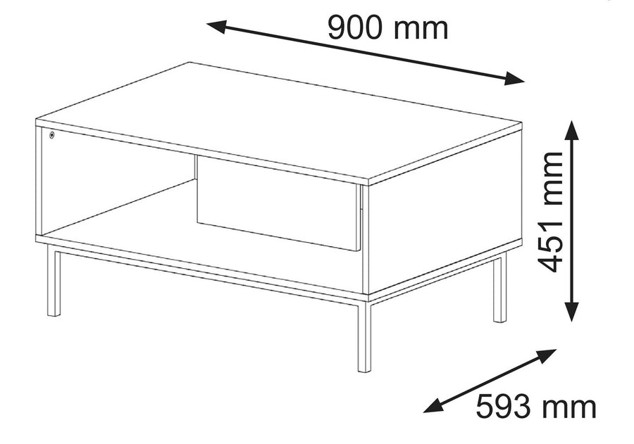 Couchtisch – RAVENNA B – moderner Wohnzimmertisch mit Ablage