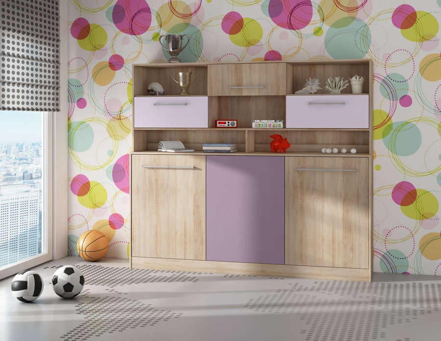 Klappbett – ROGER – Platzsparendes Schlafsystem 90×200 cm mit Regalaufsatz
