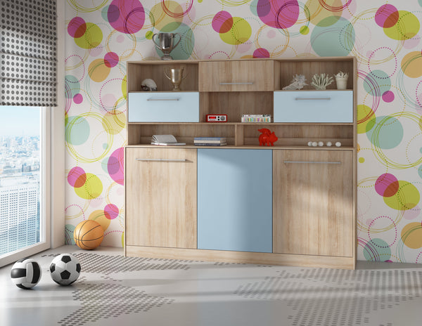 ROGER Wandklappbett – 90 cm x 200 cm - Platzsparendes Schlafsystem mit Regalaufsatz