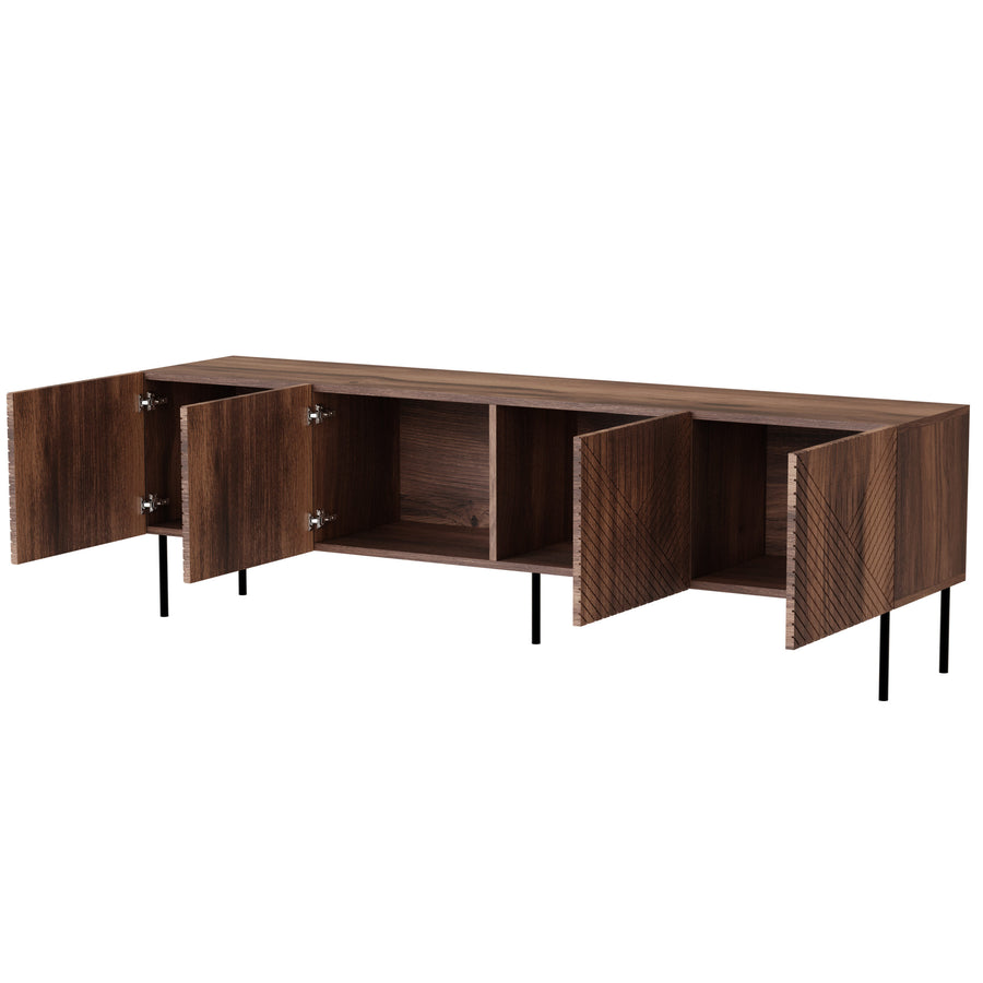 TV-Lowboard – NOCCIOLA – 190 cm, Holzoptik mit Push-to-Open