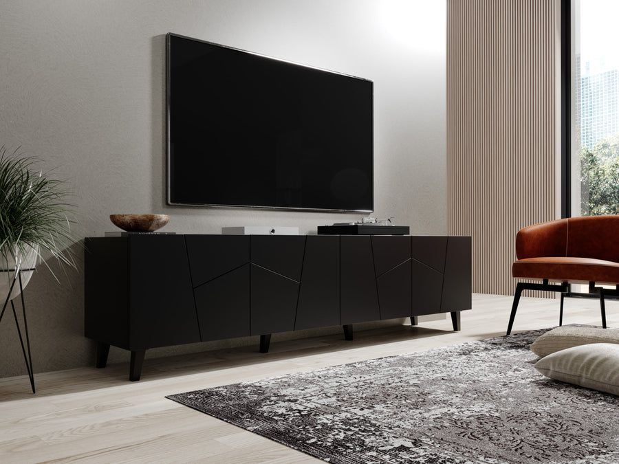 TV-Lowboard – VITRAIL – 200 cm, moderner TV-Stand mit Mosaik-Front