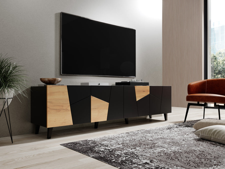 TV-Lowboard – VITRAIL – 200 cm, moderner TV-Stand mit Mosaik-Front