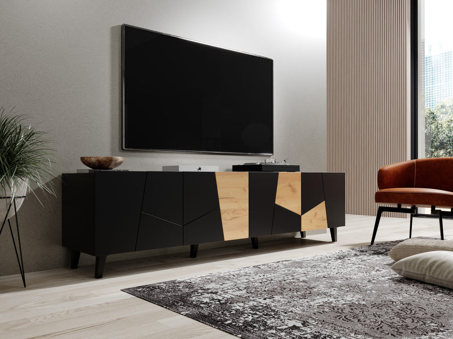 TV-Lowboard – VITRAIL – 200 cm, moderner TV-Stand mit Mosaik-Front