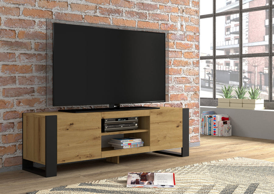 TV-Lowboard – MONDI – Artisan Eiche mit Metallbeinen