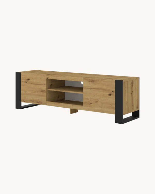 TV-Schrank MONDI Artisan Eiche mit schwarzen Metallbeinen