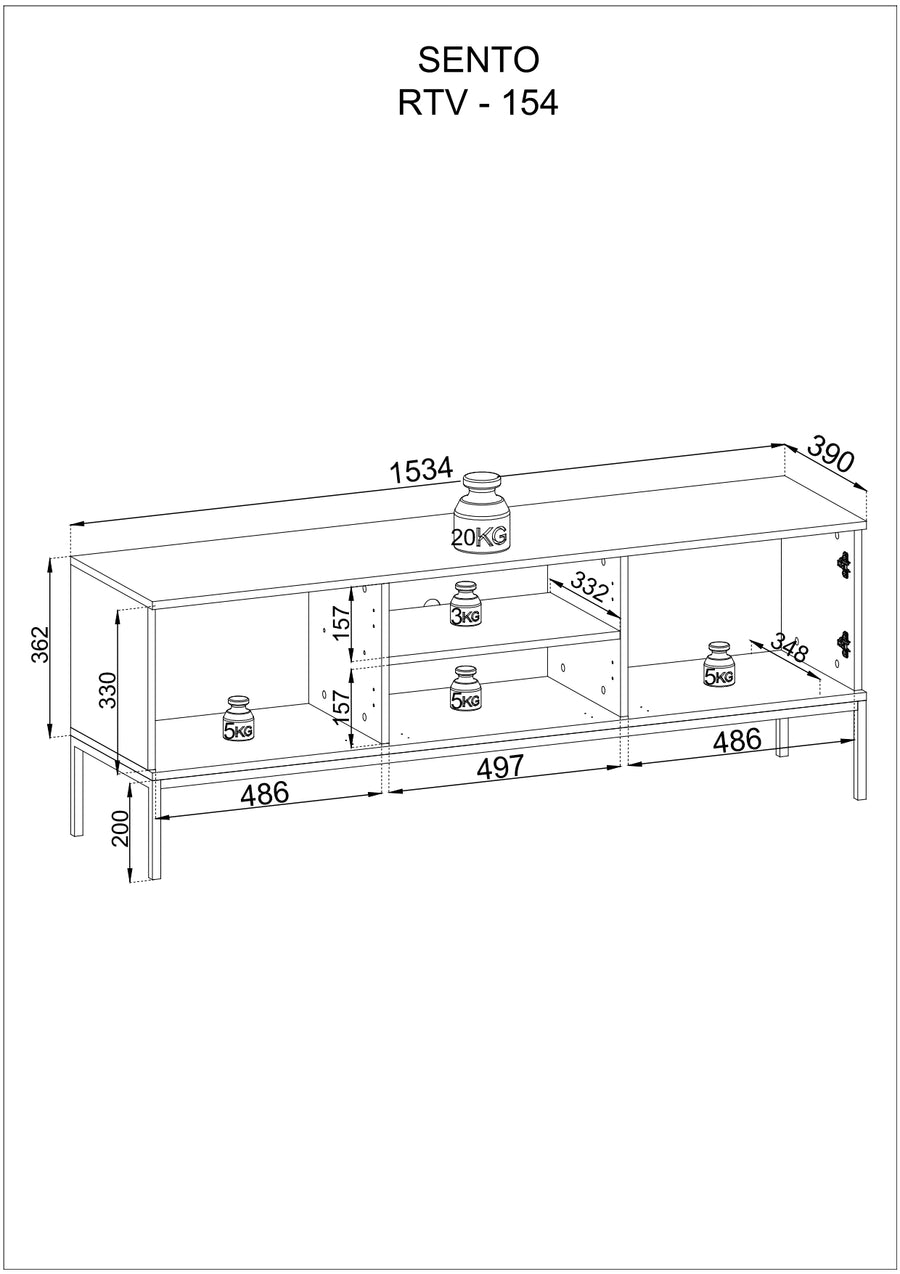 Wohnzimmer-Set – SENTO – 3-teilig mit LED und Push-to-open