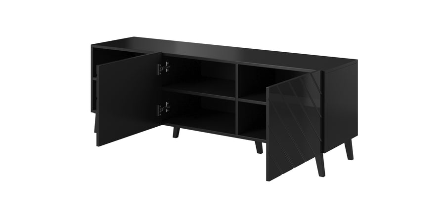 TV-Lowboard – ABETO – Hochglanz-Fronten mit Fräsung 150 cm