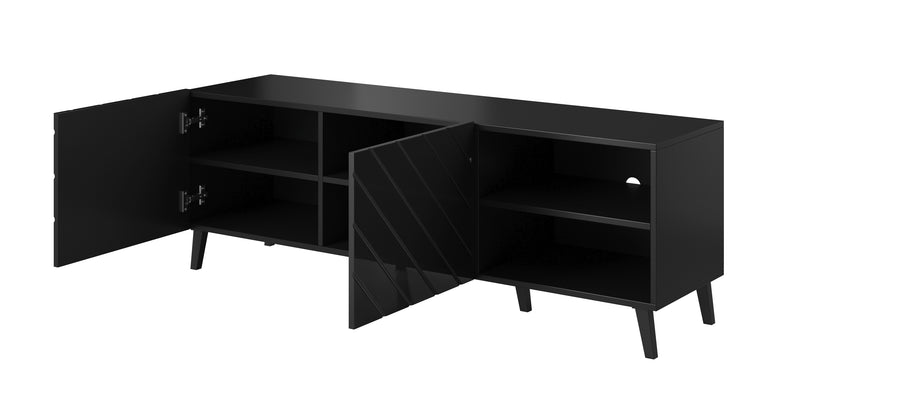 TV-Lowboard – ABETO – Hochglanz-Fronten mit Fräsung 150 cm