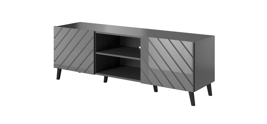 TV-Lowboard – ABETO – Hochglanz-Fronten mit Fräsung 150 cm