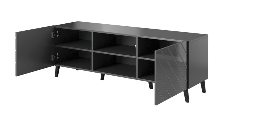 TV-Lowboard – ABETO – Hochglanz-Fronten mit Fräsung 150 cm