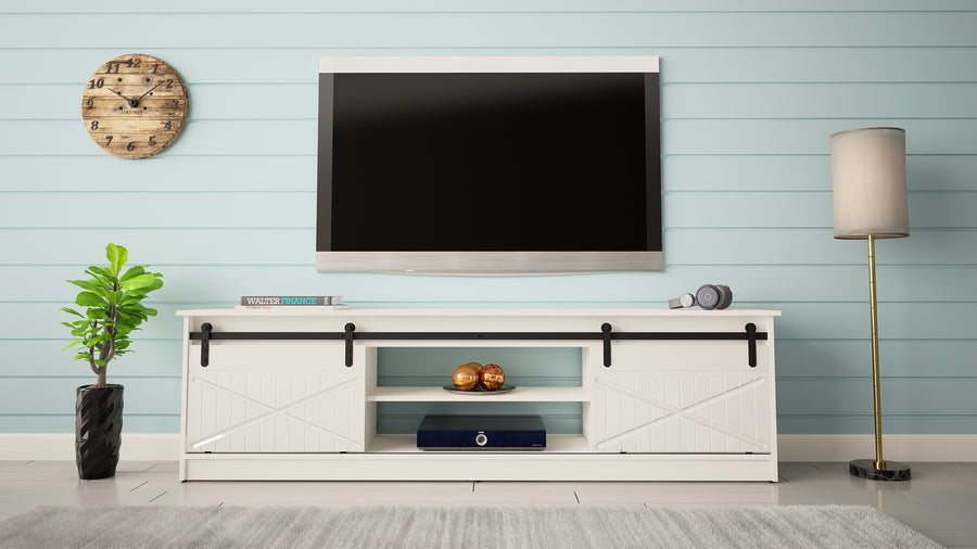 TV-Lowboard – GRANERO I – Modernes TV-Möbel mit Fräsfronten 200 cm