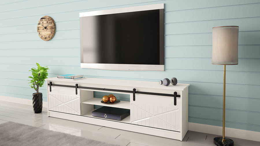 TV-Lowboard – GRANERO I – Modernes TV-Möbel mit Fräsfronten 200 cm