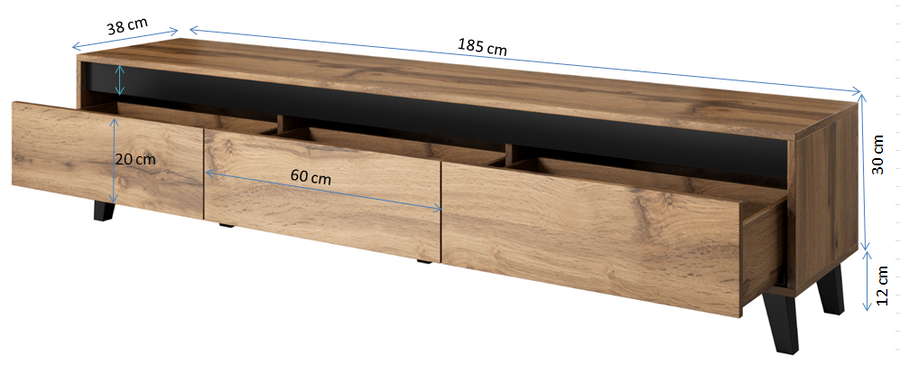 TV-Lowboard – NORD I – 180 cm, modernes Fernsehmöbel mit Holzoptik