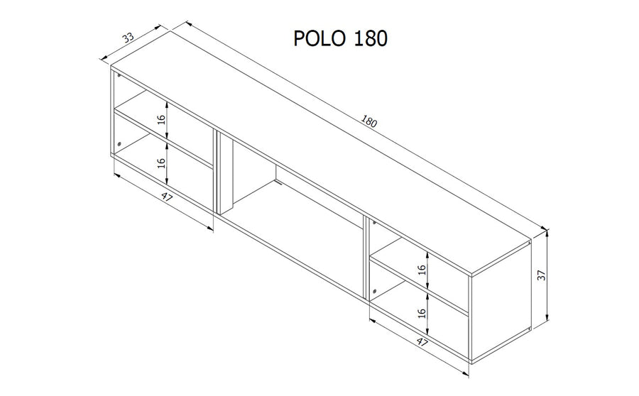 TV-Lowboard – ROLLO I – Hängendes oder stehendes Lowboard mit Elektrokamin