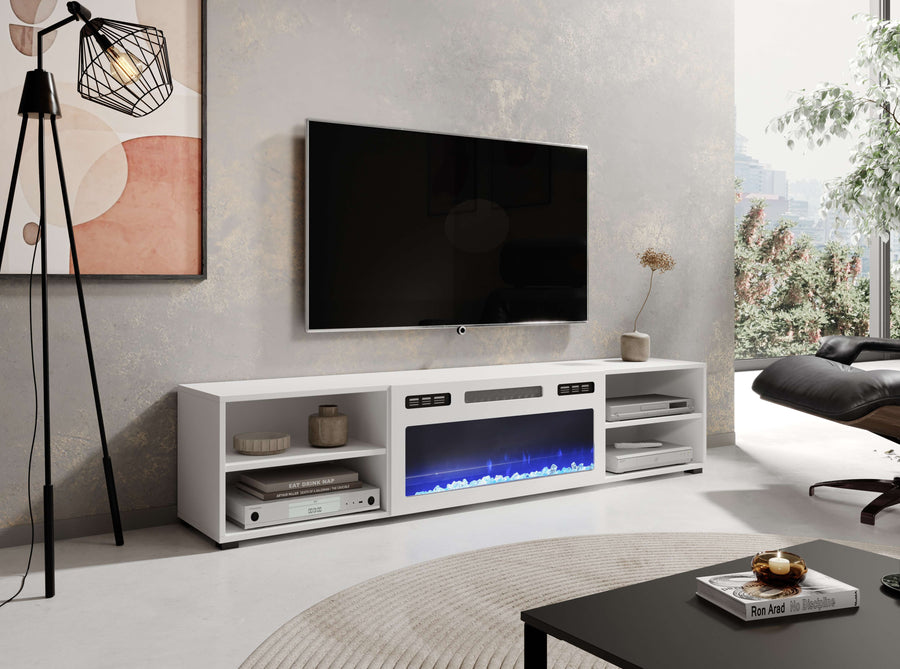 TV-Lowboard – ROLLO I – Hängendes oder stehendes Lowboard mit Elektrokamin