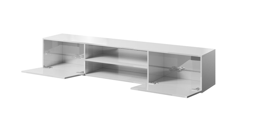 TV-Lowboard – SLIDE K – Hängendes Board mit Regal in Holzoptik 200 cm