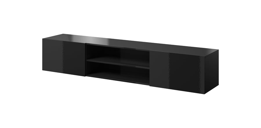 TV-Lowboard – SLIDE K – Hängendes Board mit Regal in Holzoptik 200 cm