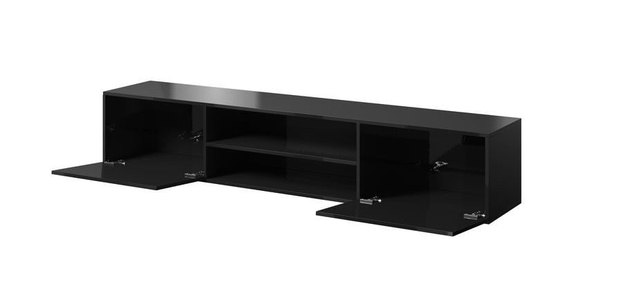TV-Lowboard – SLIDE K – Hängendes Board mit Regal in Holzoptik 200 cm