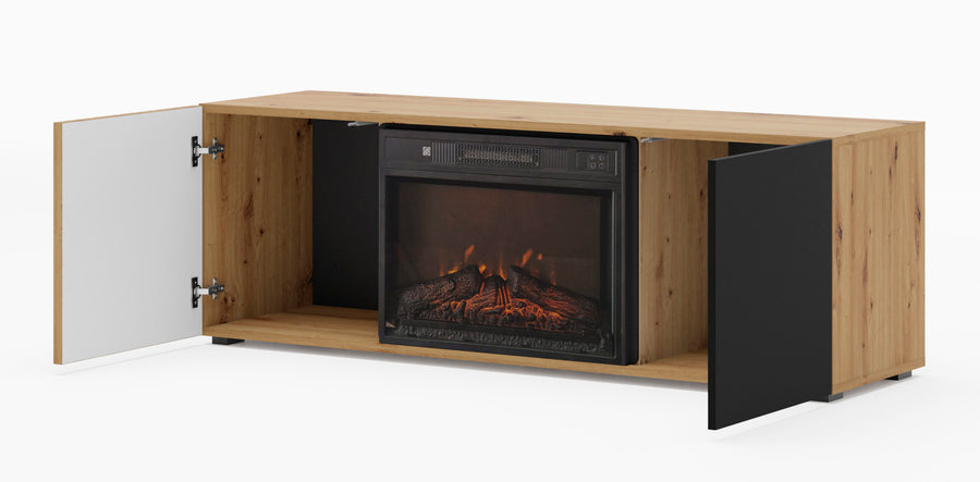 TV-Lowboard – AURIS – mit elektrischem Kamin, 150 cm