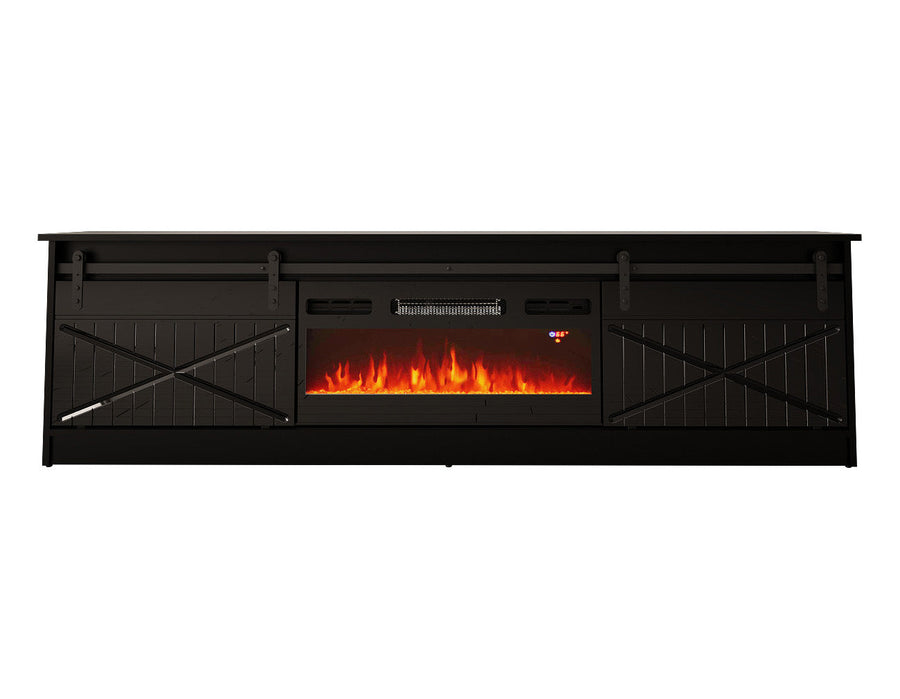 TV-Lowboard – GRANERO I – TV-Schrank mit integriertem Kamin 200 cm